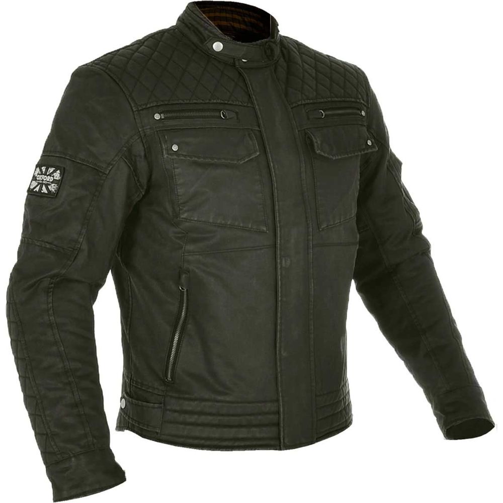 Oxford Hardy Wax Textile Jacket Olive - FREE UK Shipping, FREE 365 Day Returns | Moto Central