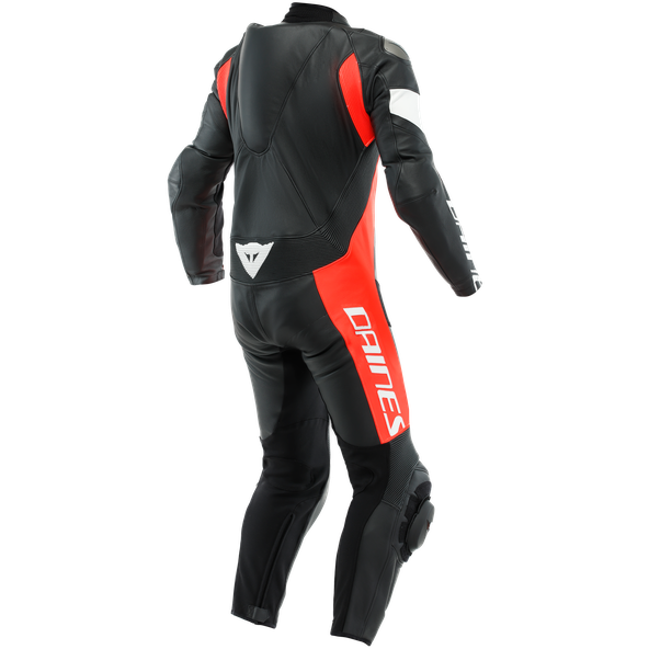 Dainese Tosa One Piece Perforated Leather Suit Black / Fluo Red / White