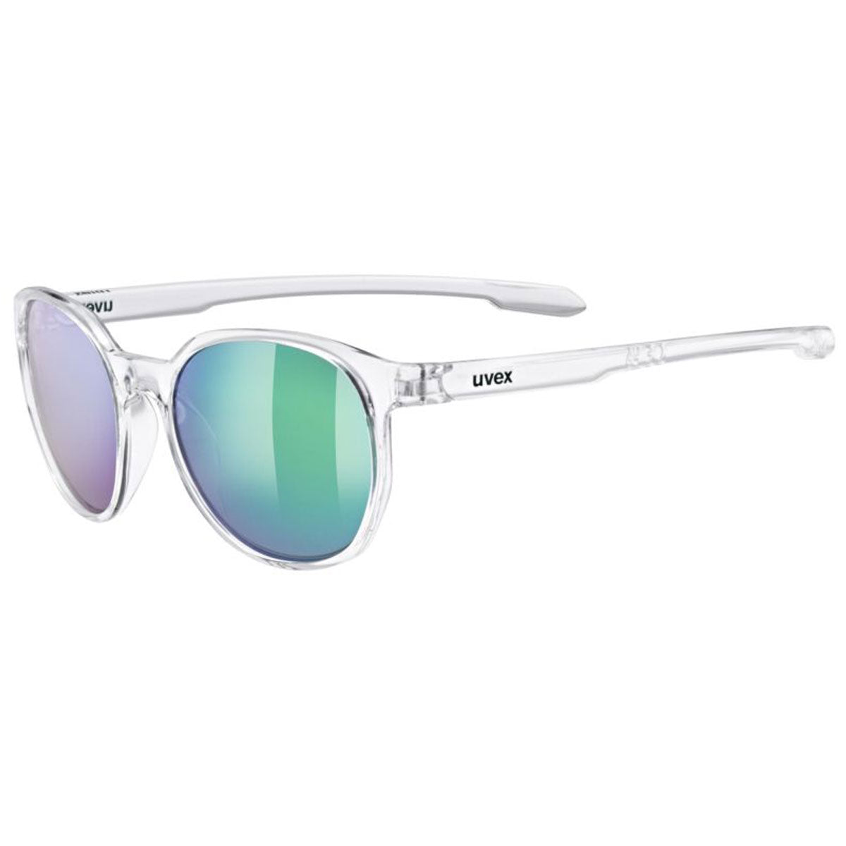 Uvex LGL 54 Sunglasses Clear With Mirror Green Lenses  - FREE UK Shipping, FREE 365 Day Returns | Moto Central