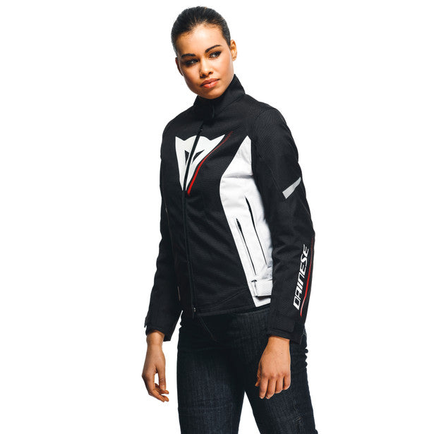 Dainese Veloce D-Dry XT Ladies Textile Jacket Black / White / Lava Red