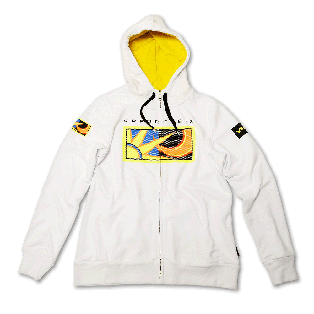 VR46 Rossi 46 Ladies Zip Fleece Hoodie White  - FREE UK Delivery - Moto Central