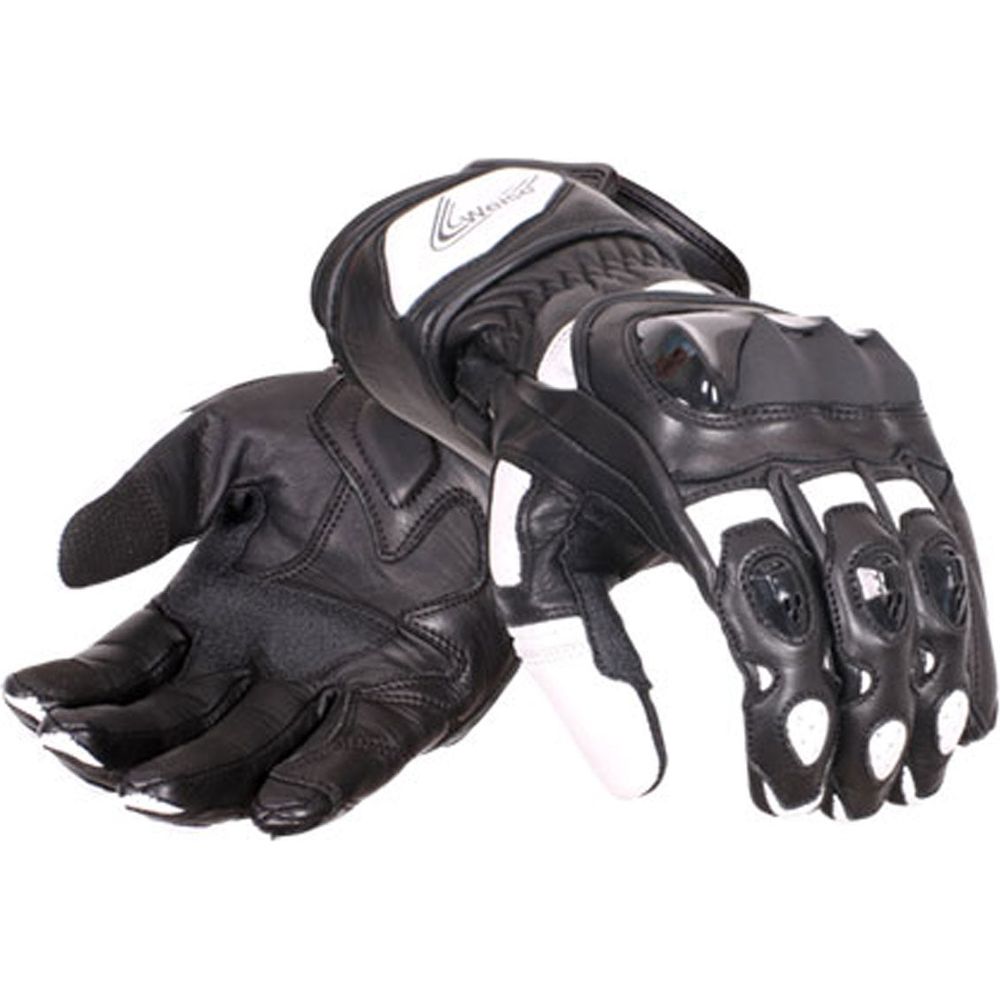 Weise Falcon Leather Gloves Black / White - FREE UK Shipping, FREE 365 Day Returns | Moto Central