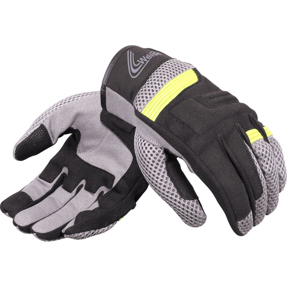 Weise Kona Textile Gloves Black / Neon Yellow - FREE UK Shipping, FREE 365 Day Returns | Moto Central