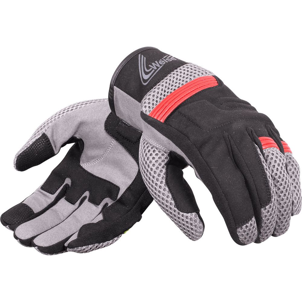 Weise Kona Textile Gloves Black / Red - FREE UK Shipping, FREE 365 Day Returns | Moto Central