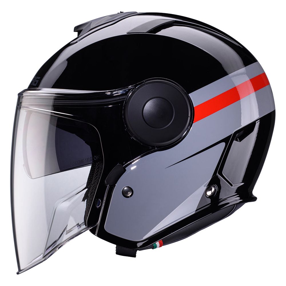 Caberg Soho Open Face Helmet Zephir Black / Grey / Red - FREE UK Shipping, FREE 365 Day Returns | Moto Central