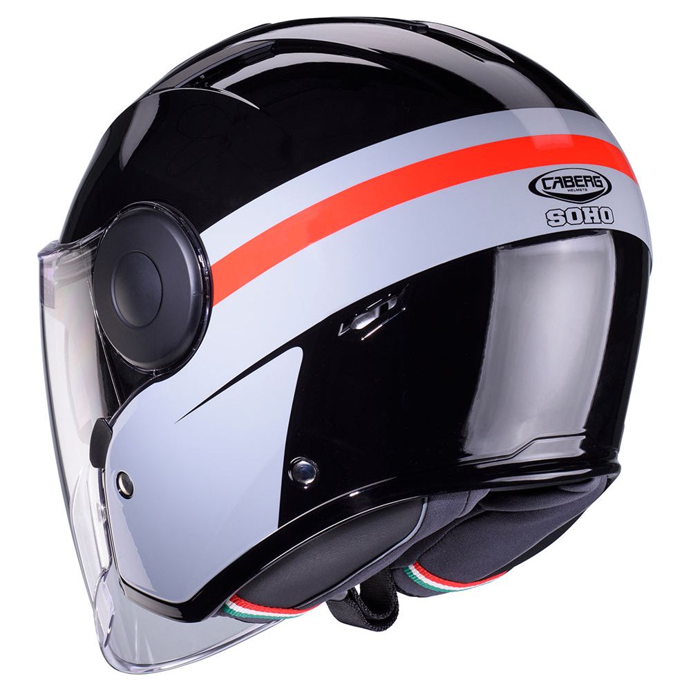 Caberg Soho Open Face Helmet Zephir Black / Grey / Red - FREE UK Shipping, FREE 365 Day Returns | Moto Central