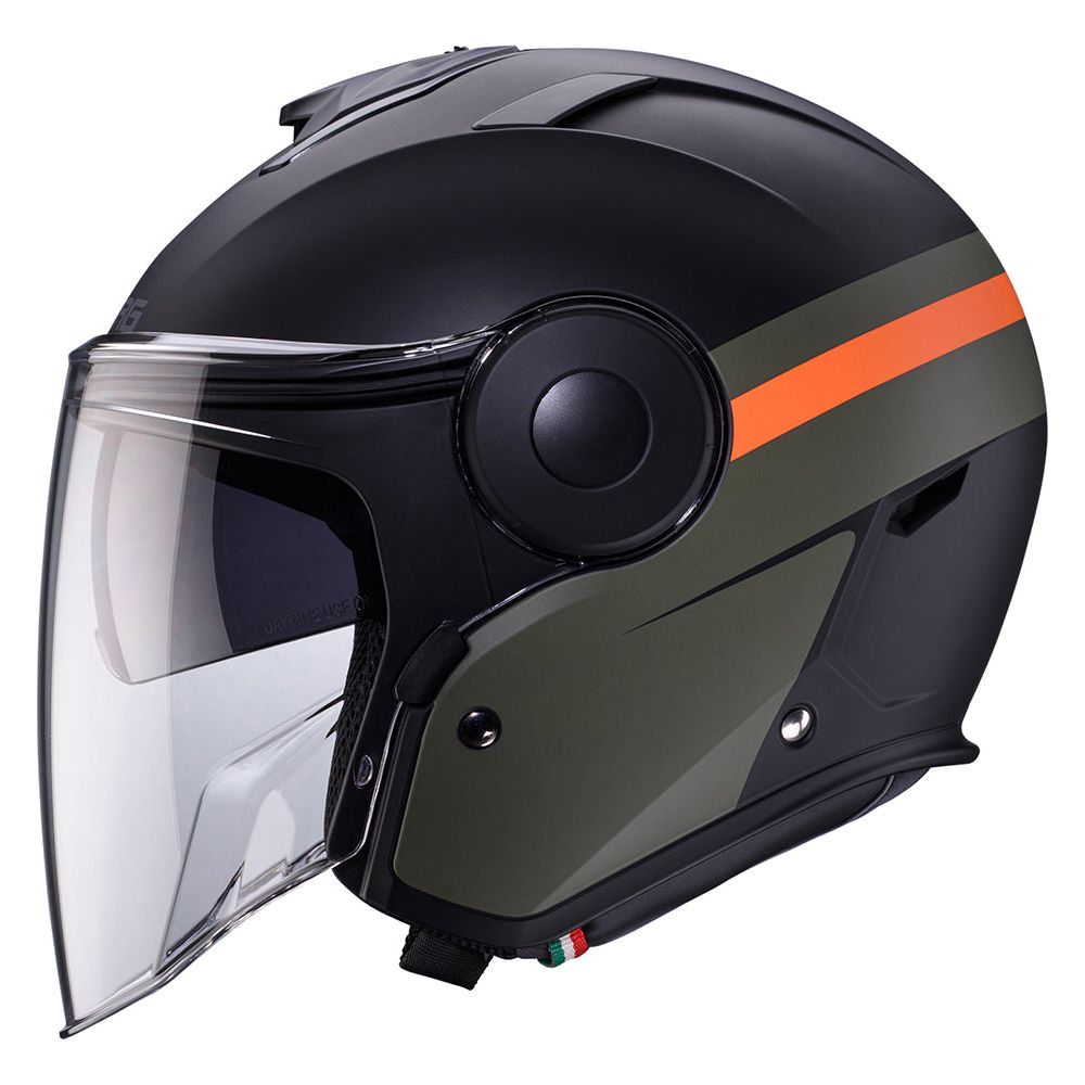 Caberg Soho Open Face Helmet Zephir Matt Black / Military Green / Orange