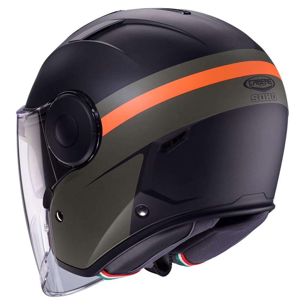 Caberg Soho Open Face Helmet Zephir Matt Black / Military Green / Orange