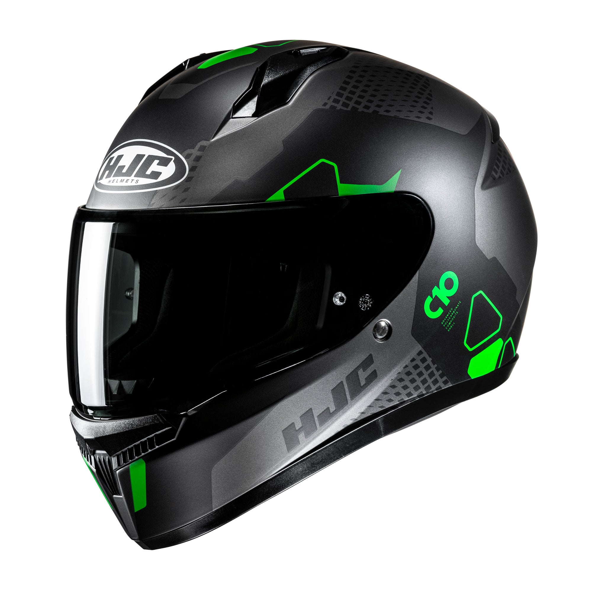 HJC C10 Aspa Full Face Helmet MC4SF Green  - FREE UK Shipping, FREE 365 Day Returns | Moto Central