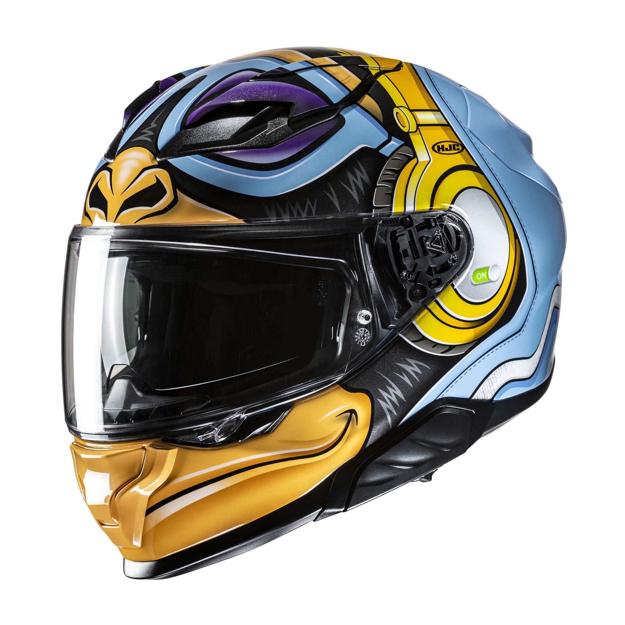 HJC F71 Monkey DJ Full Face Helmet MC23 Blue / White / Fluo Yellow  - FREE UK Shipping, FREE 365 Day Returns | Moto Central