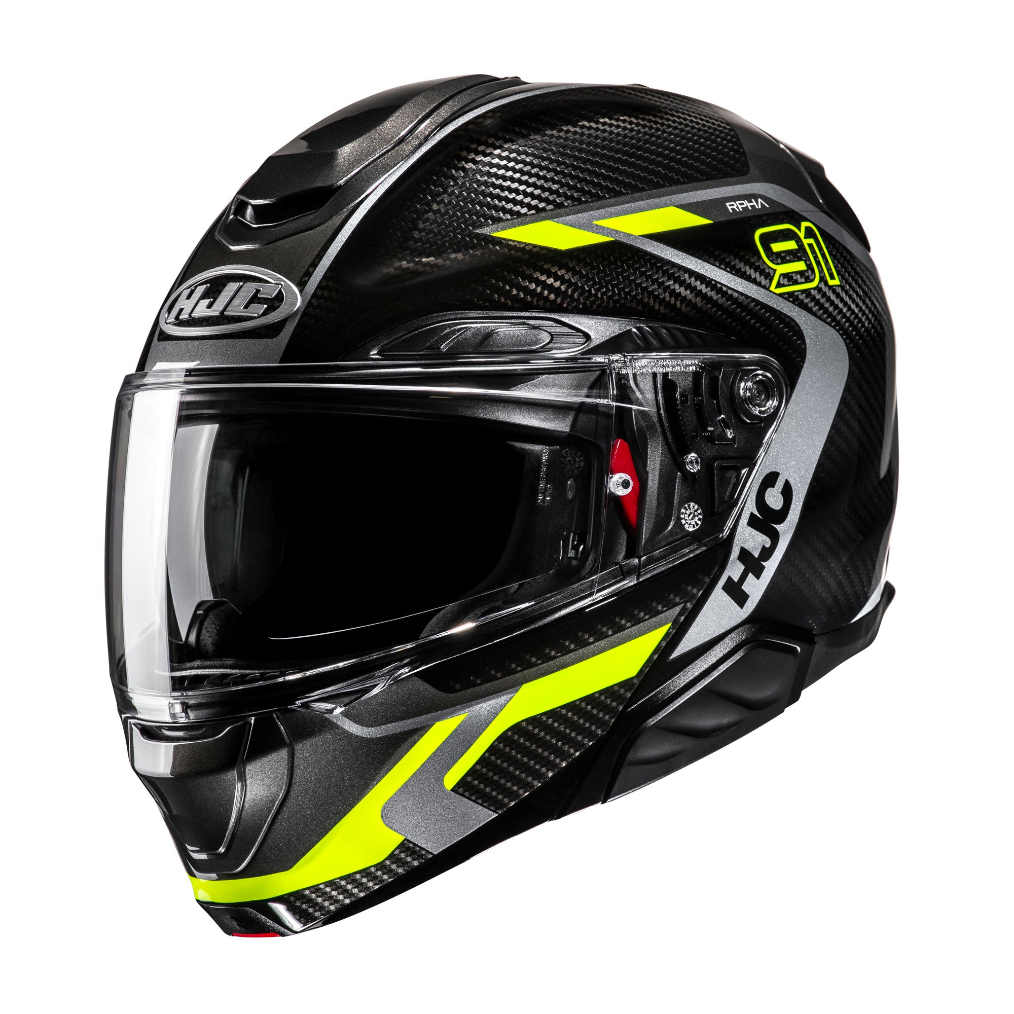 HJC RPHA 91 Carbon Lagos Flip-Up Helmet MC3H Yellow  - FREE UK Shipping, FREE 365 Day Returns | Moto Central