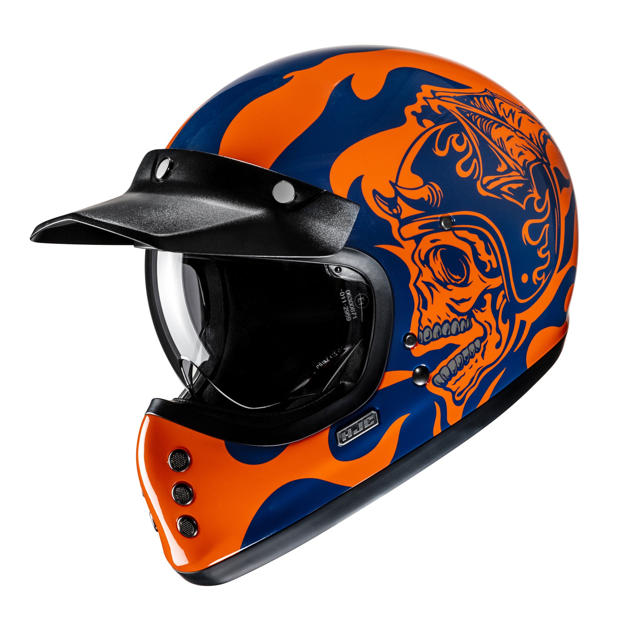 HJC V60 Flame Full Face Helmet MC27 Blue / Orange - FREE UK Shipping, FREE 365 Day Returns | Moto Central