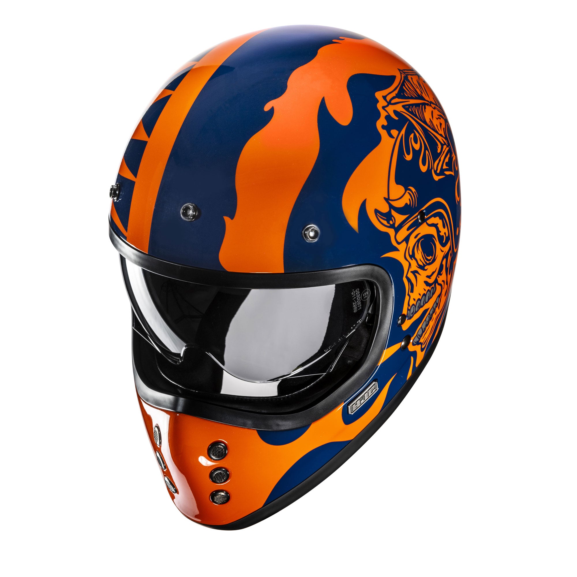 HJC V60 Flame Full Face Helmet MC27 Blue / Orange - FREE UK Shipping, FREE 365 Day Returns | Moto Central