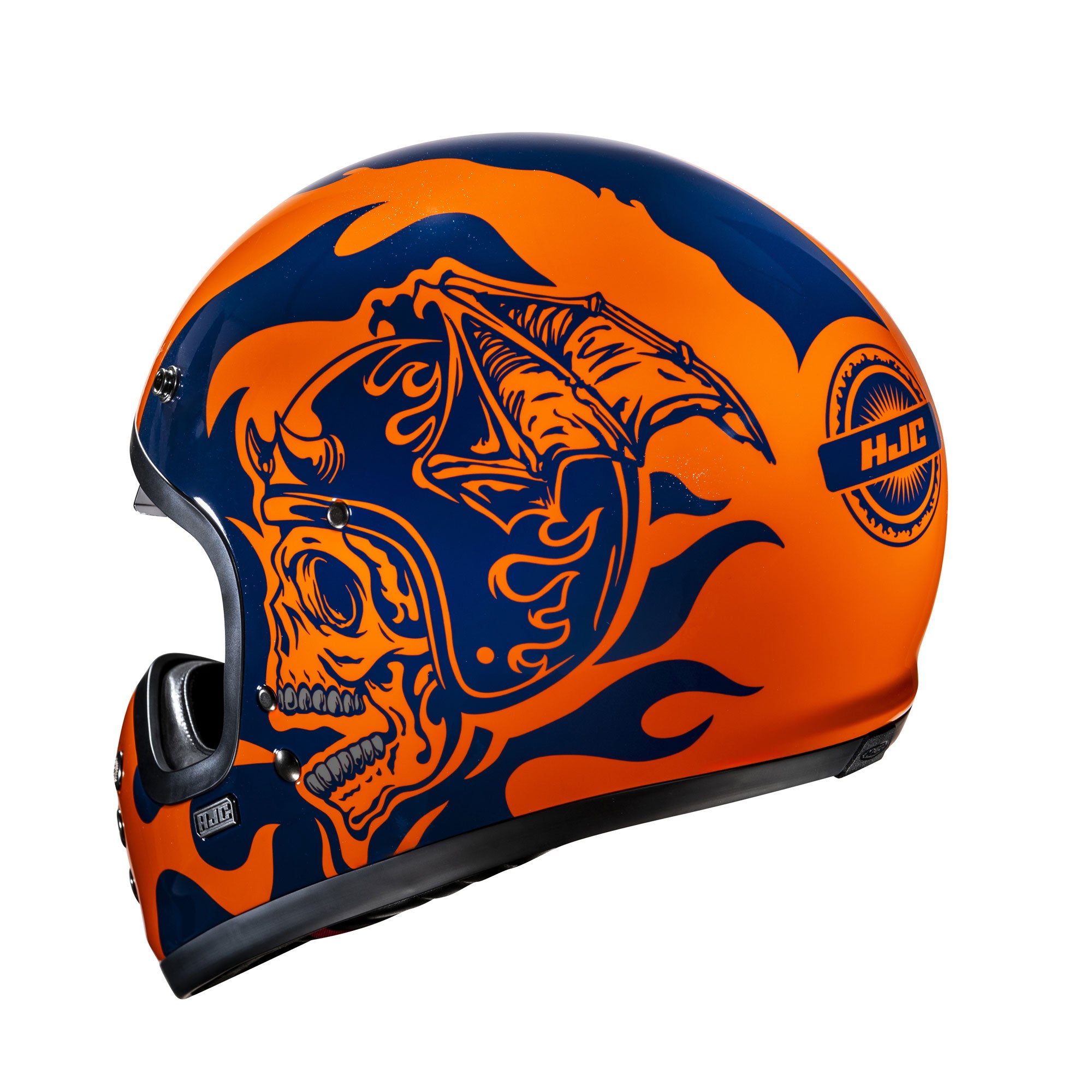 HJC V60 Flame Full Face Helmet MC27 Blue / Orange - FREE UK Shipping, FREE 365 Day Returns | Moto Central