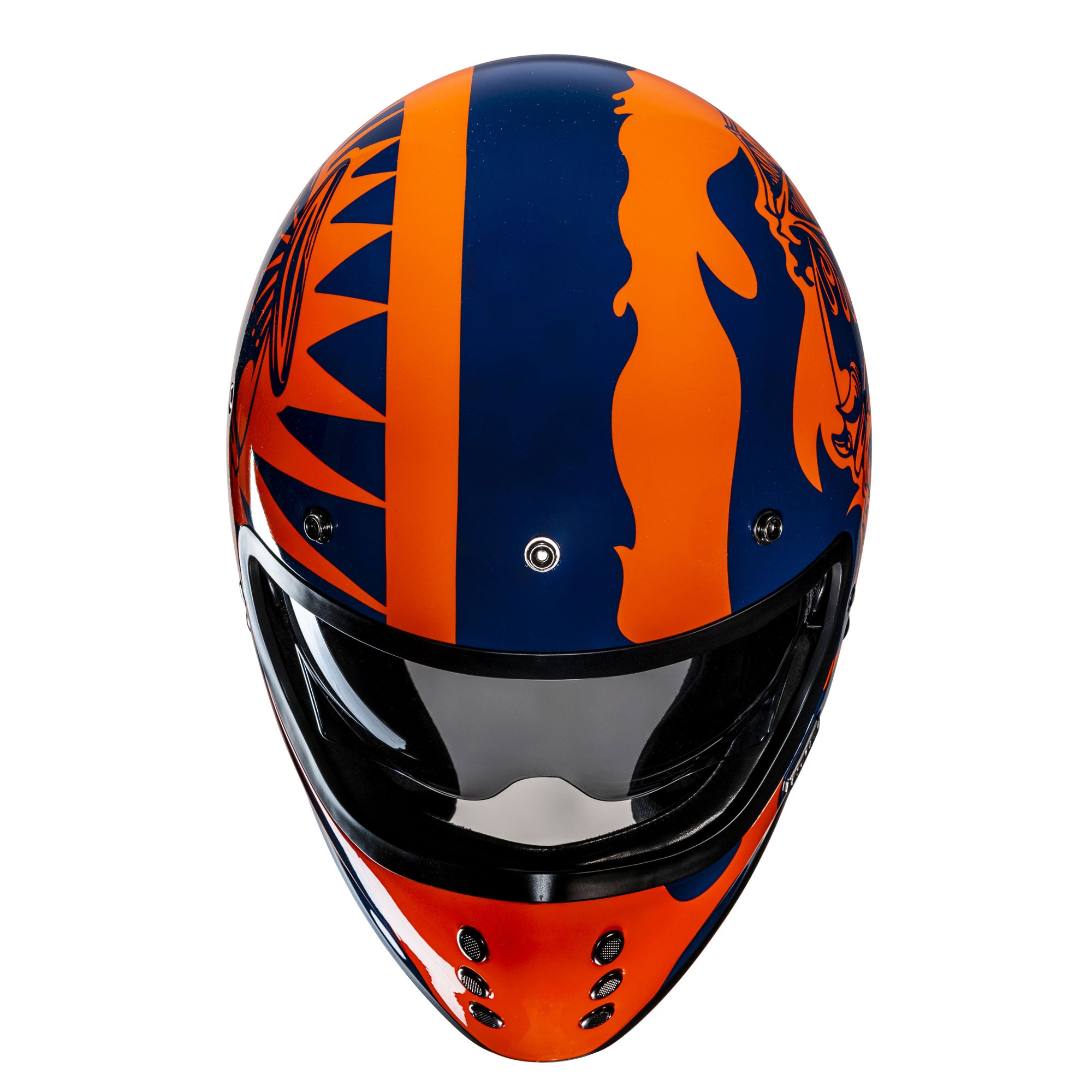 HJC V60 Flame Full Face Helmet MC27 Blue / Orange - FREE UK Shipping, FREE 365 Day Returns | Moto Central