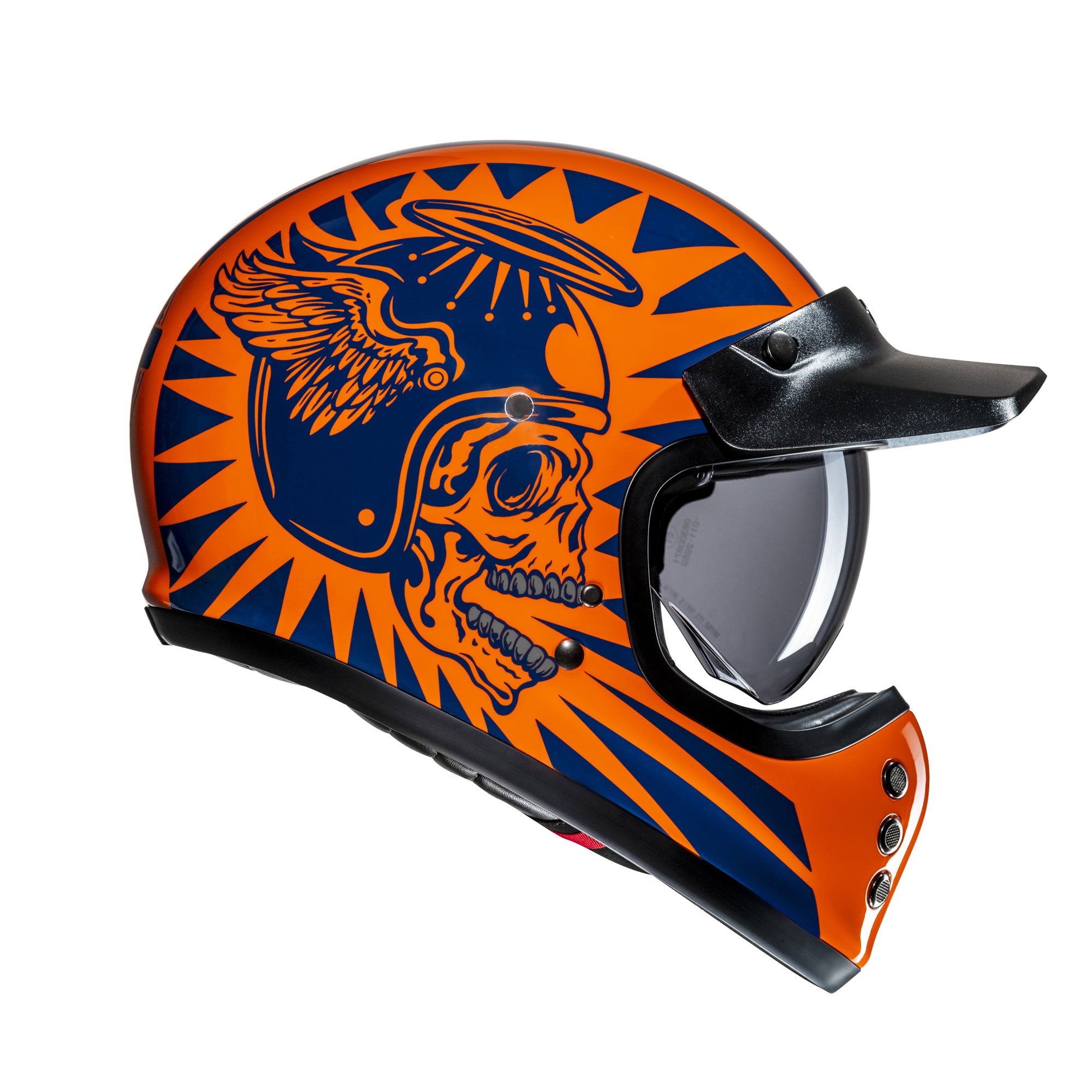 HJC V60 Flame Full Face Helmet MC27 Blue / Orange - FREE UK Shipping, FREE 365 Day Returns | Moto Central